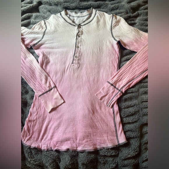 Pink Long Sleeve Henley Shirt - Picture 1 of 7